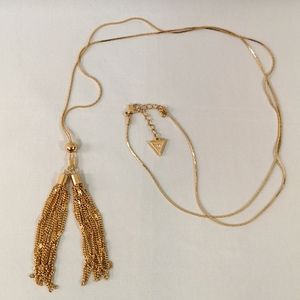 Guess Gold-tone Two-Tassel Necklace. Extra Long, Excellent Like-new Condition.